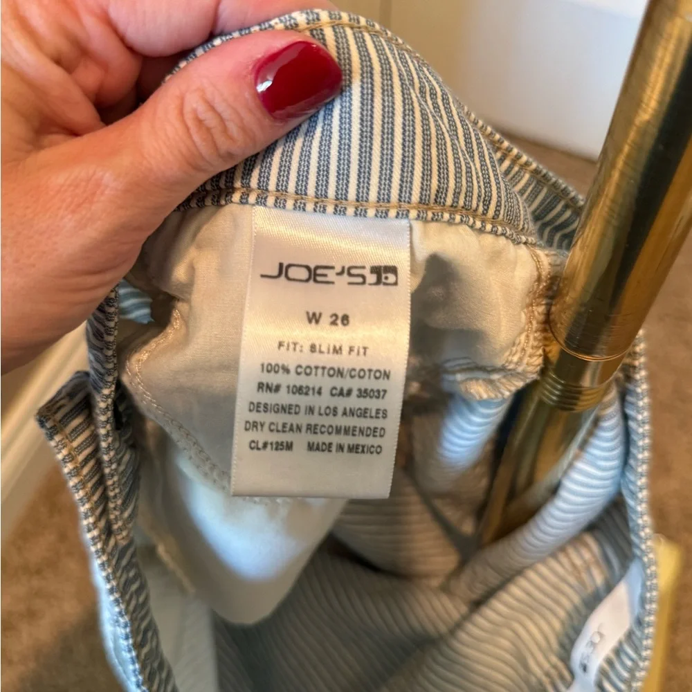 Joe's Jeans Weekender Slim Fit Blue and White Striped Pants - Picture 5 of 6